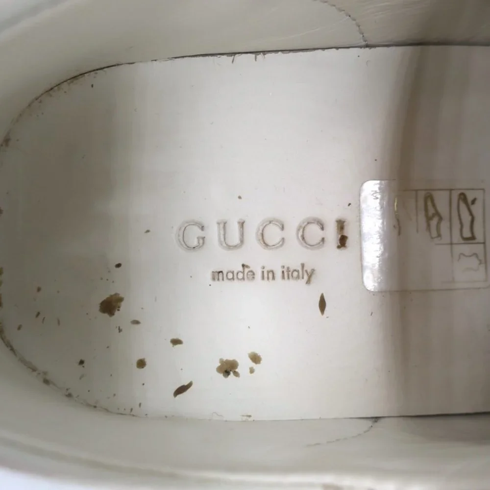 GUCCI ACE BEES & STARS EMBROIDERED SNEAKERS WHITE LEATHER SIZE 35.5 (Runs Large) - Picture 10 of 12